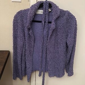 Vintage Nathan Road Boucle long sleeve purple sweater with removable tie